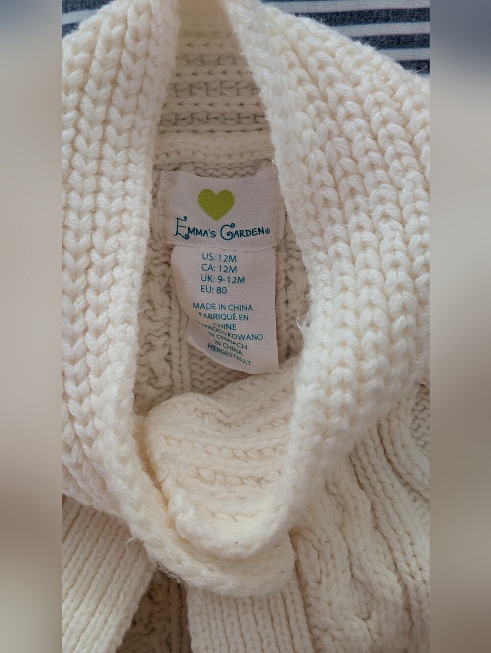 Baby Cream Cable-Knit Short-Sleeve Cardigan Sweater - Picture 3 of 3